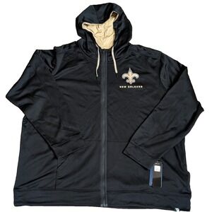 New Orleans Saints Full Zip Hoodie Sweatshirt Men's 4XL Fanatics Black NWT